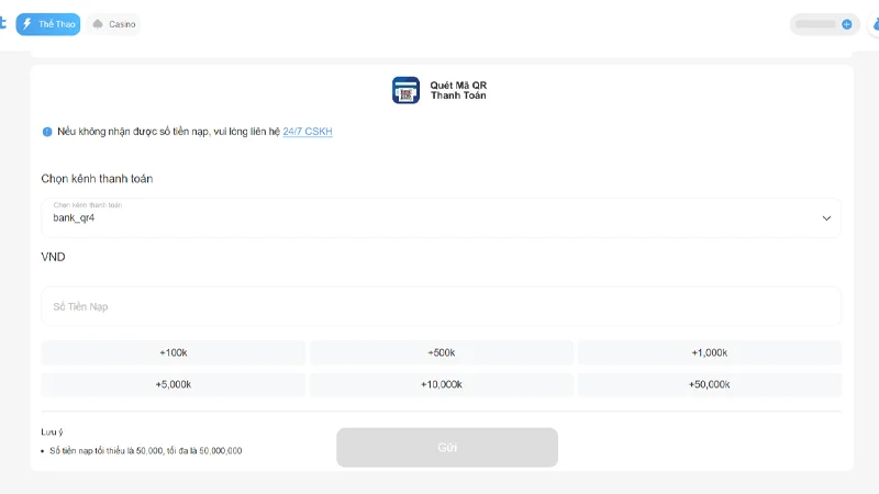 nap tien 8xbet 2 Các bước nạp tiền tại 8xbet
